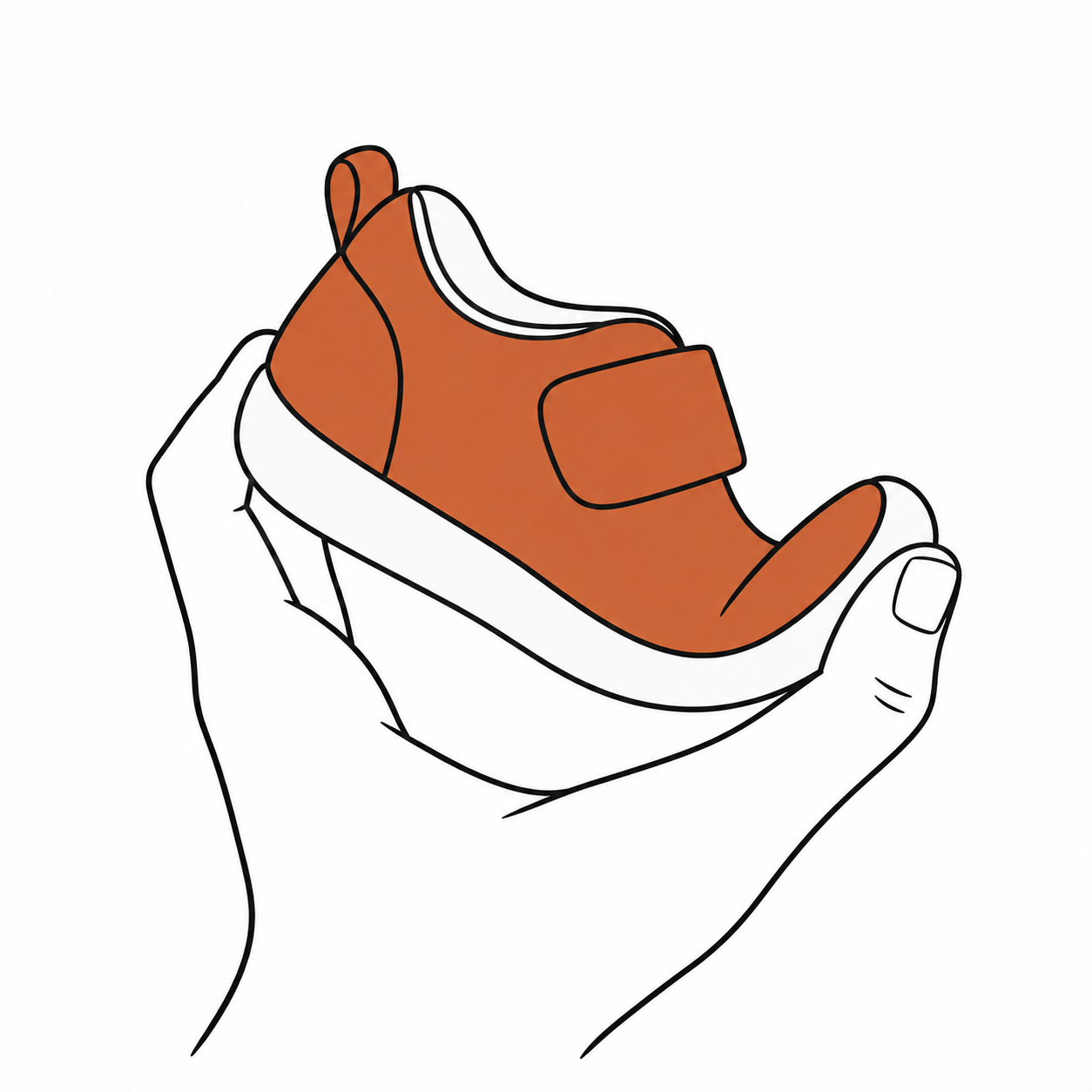 A toddler shoe gently bending at the front to show flexibility